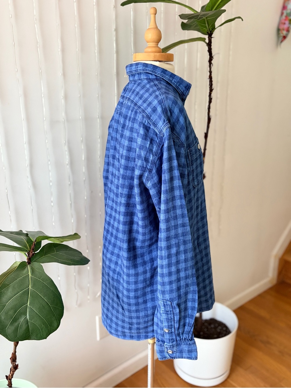 Polo Ralph Lauren Blue Plaid Button Down | Oversized Women’s L | 100% Cotton - Picture 4 of 10
